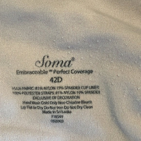 Soma embraceable Perfect Coverage nude bra size 42D - Picture 7 of 7